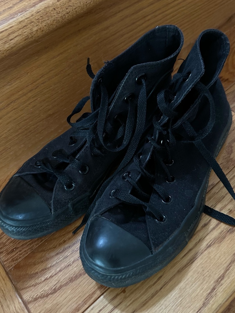 CONVERSE ALL STAR High-Top Mono Black Canvas Sneakers 7.5
